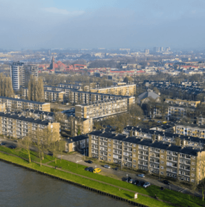 Dickensplaats-Utrecht-Koopmans-bouw-Mampaey-Triple-Solar-PVT-panels-neighborhood aerial photo-01